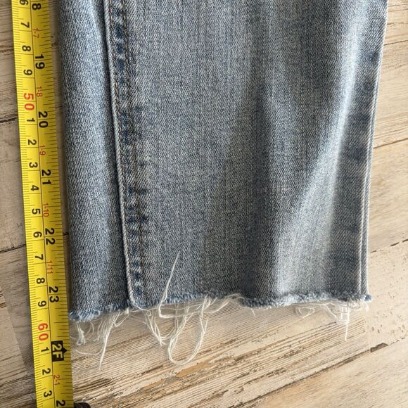 Oat New York High-Rise Jeans Medium Wash Blue Straight Leg Raw Hem Stretch 28/6 - Picture 9 of 9